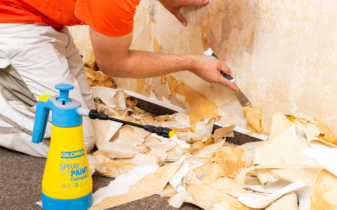 Instructions sur le thème : « Enlever facilement le papier peint » avec des conseils utiles lors de tes travaux de rénovation.