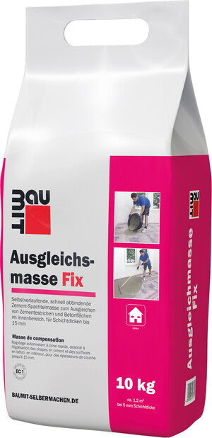 Mit der Baumit Ausgleichsmasse Fix 10 kg können Bodenunebenheiten bis zu 15 mm ausgeglichen werden.