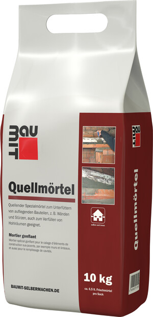 Der Baumit Quellmörtel ist im 10 kg Foliensack erhältlich.